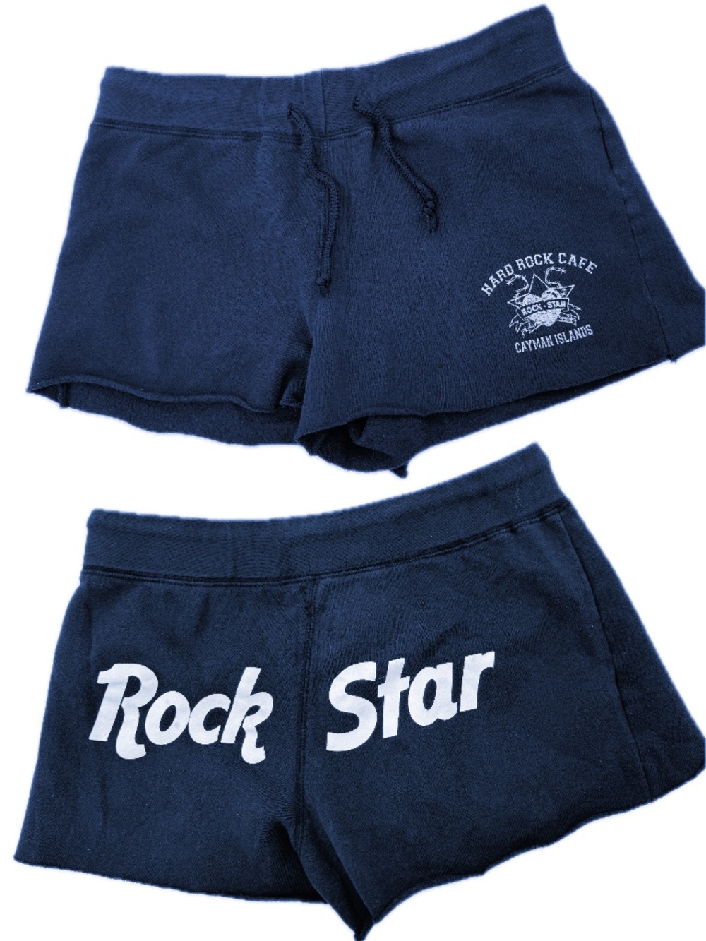 Hard Rock Cafe Navy "Rock Star" Vintage Athletic Bootie Sweat Shorts Size Medium - Picture 12 of 13